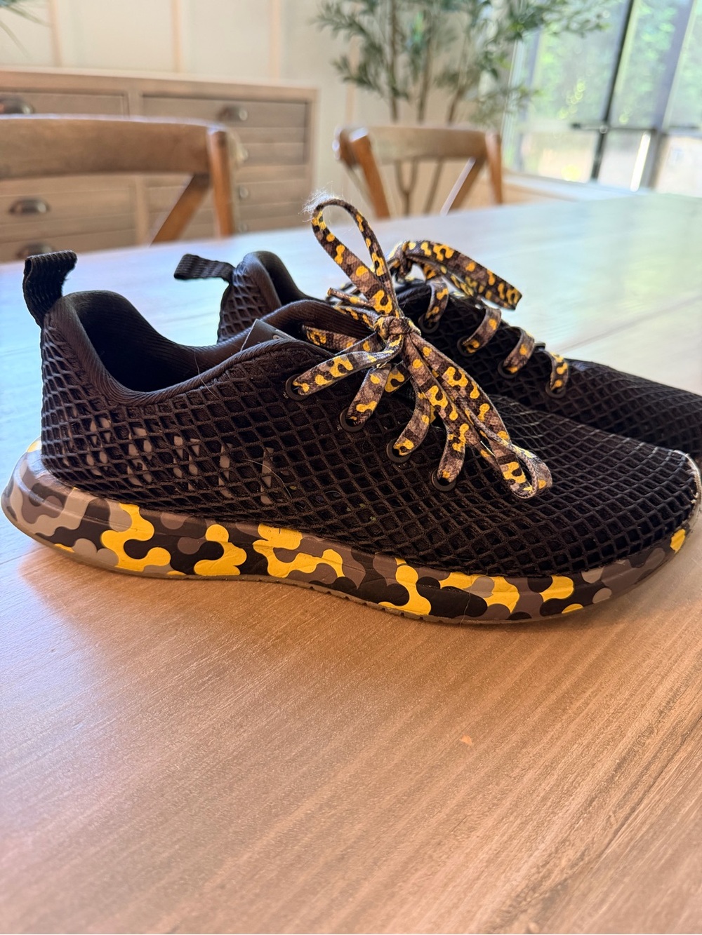 NOBULL Black Athletic Sneakers with Yellow Camo Sole and Laces